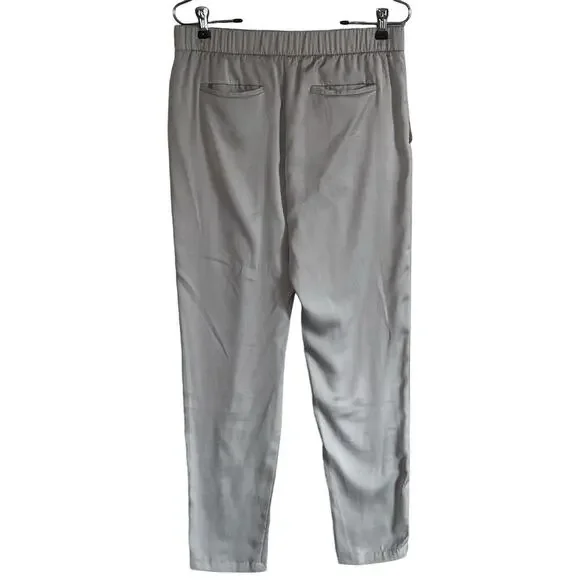 Halston Heritage Sz 6 Straight Leg Paneled Satin Pull On Trousers Elastic Waist‎ - Picture 2 of 8